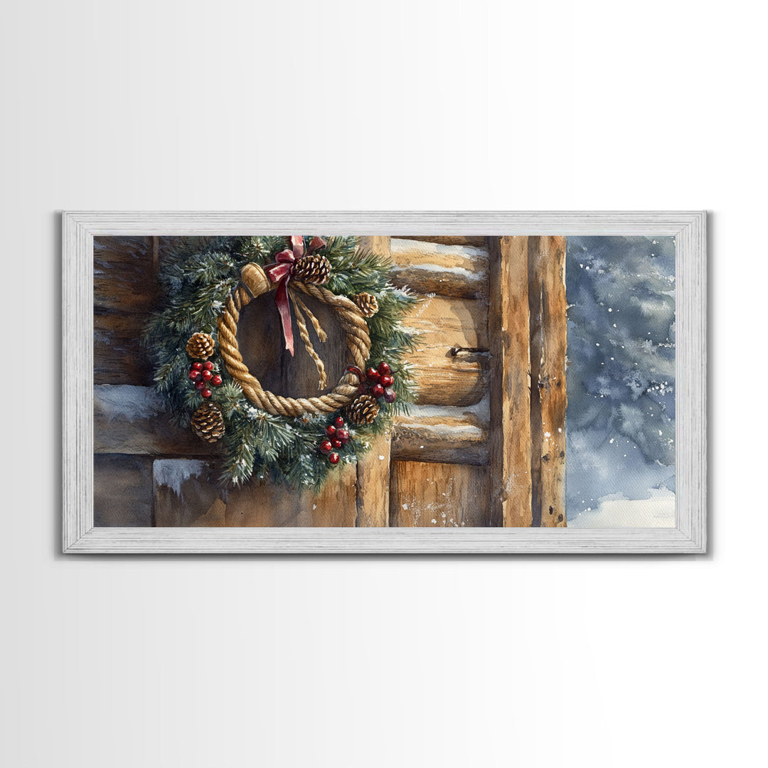 Christmas door decor, rustic Christmas decor, canvas print, Christmas decor wood, Christmas wall decor, holiday wall art