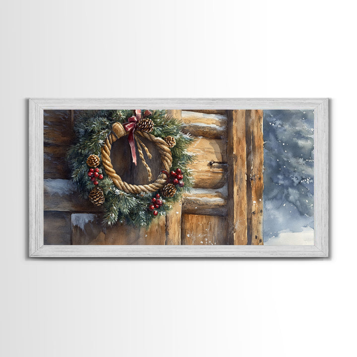 Christmas door decor, rustic Christmas decor, canvas print, Christmas decor wood, Christmas wall decor, holiday wall art