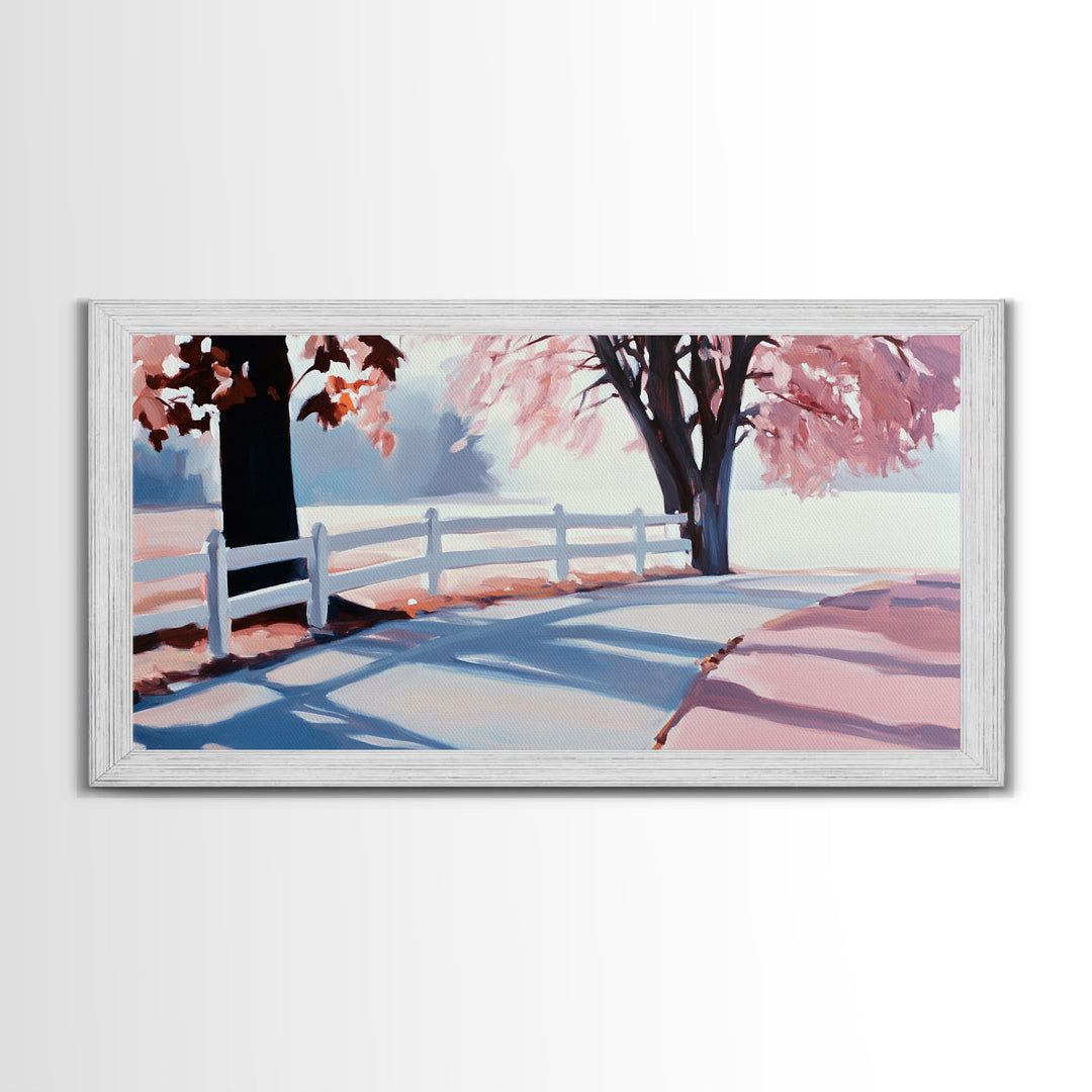 Vintage Snowy Street Scene Framed Canvas Print with Toy Shops, Christmas Holiday Decor, Perfect Wall Art Gift for Holiday Enthusiasts