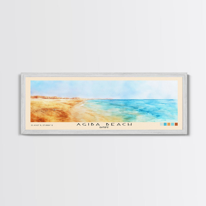 Agiba Beach, Egypt Watercolor Print, Vacation Gift, Egypt Wall Art, Beach Painting, Beach Decor, Beach Or Lakehouse Art