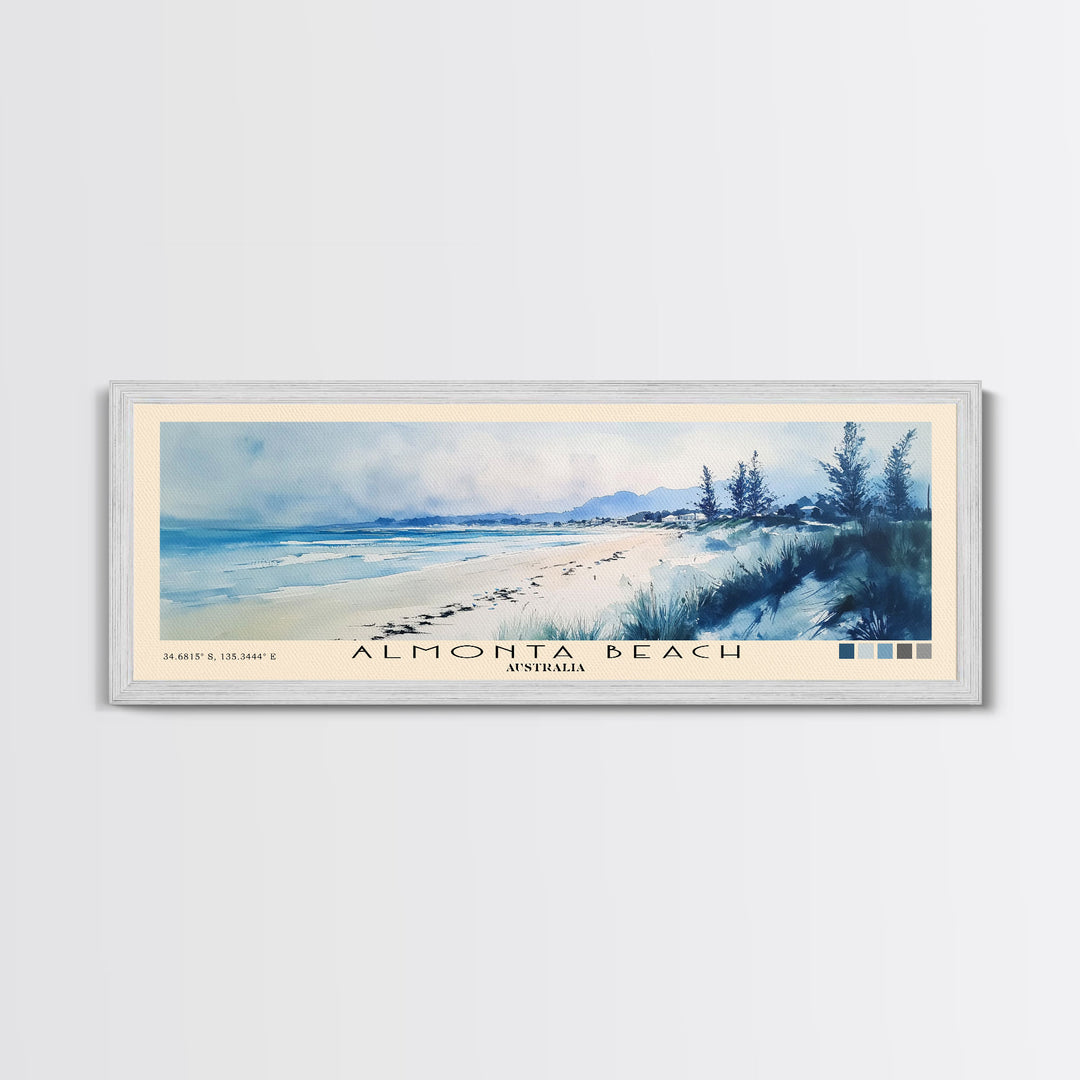 Almonta Beach, Australia Watercolor Beach Print, Vacation Gift, Australia Wall Art, Framed Canvas Print, Framed Beach Painting