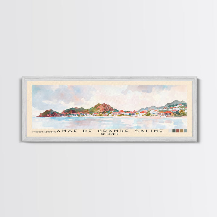 Anse de Grande Saline, St. Barths Watercolor Print, Vacation Gift, St. Barths Wall Art, Beach Painting, Beach Decor, Large Wall Art, Wood Frame Art