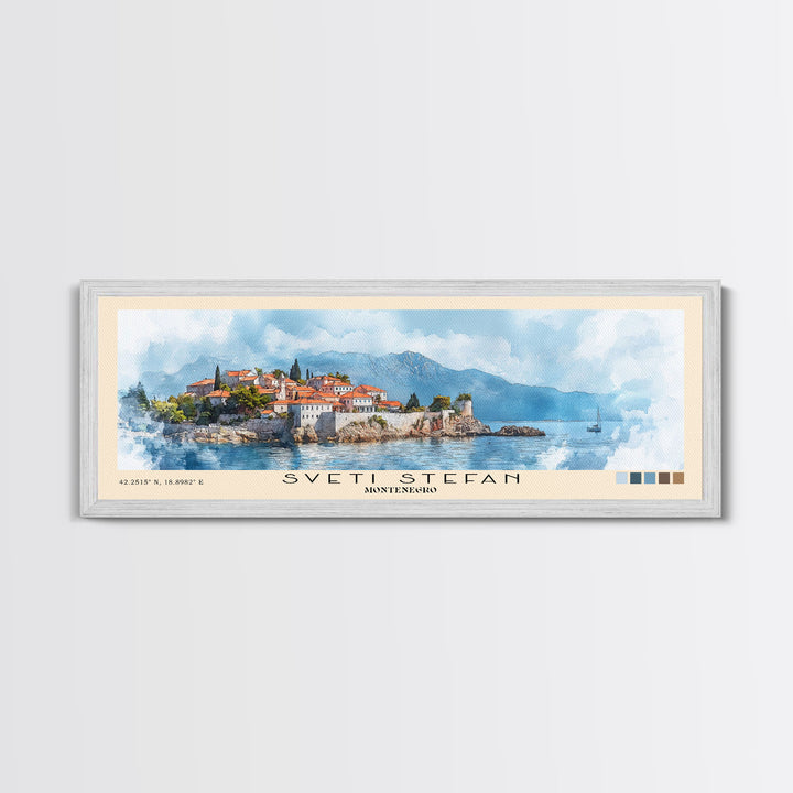 Sveti Stefan, Montenegro Watercolor Print, Vacation Gift, Montenegro Wall Art, Vacation Wall Art, Vacatation Memories, Beach Decor, Beach Or Lakehouse Art