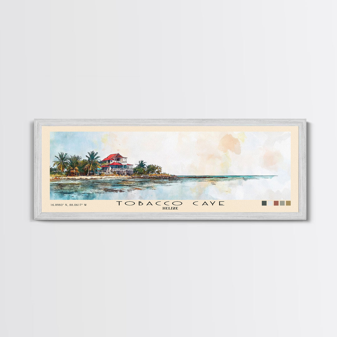 Tobacco Caye, Belize Watercolor Print, Vacation Gift, Belize Wall Art, Beach Painting, Beach Decor, Large Wall Art, Wood Frame Art