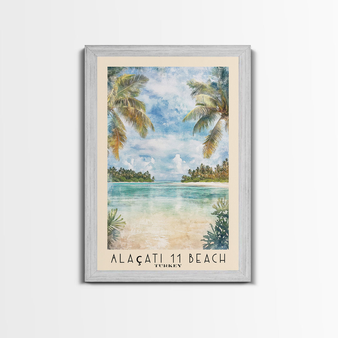 Alaçatı 11 Beach, Turkey Watercolor Beach Print, Vacation Gift, Turkey Wall Art, Beach Painting, Beach Decor, Beach Painting