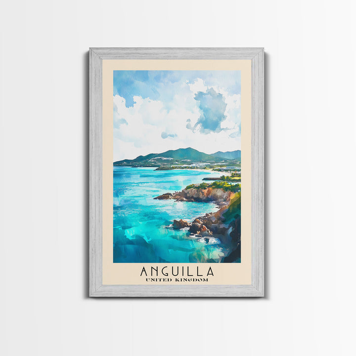 Anguilla, United Kingdom Watercolor Print, Vacation Gift, United Kingdom Wall Art, Vacation Wall Art, Vacatation Memories, Beach Decor, Beach Or Lakehouse Art