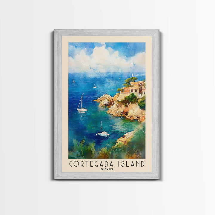 Cortegada Island, Spain Watercolor Beach Print, Vacation Gift, Spain Wall Art, Framed Canvas Print, Framed Beach Painting