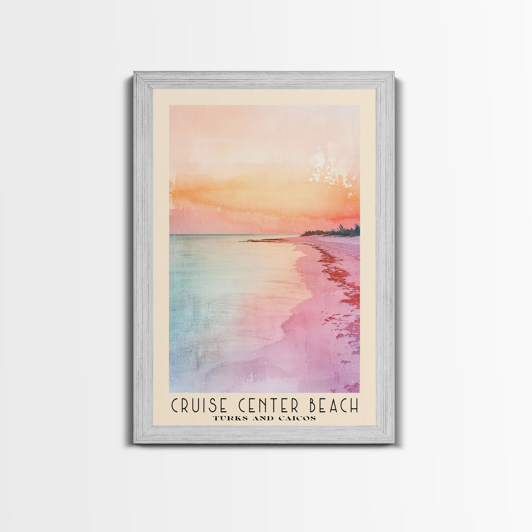 Cruise Center Beach, Turks and Caicos Watercolor Print, Vacation Gift, Turks and Caicos Wall Art, Beach Painting, Beach Decor, Large Wall Art, Wood Frame Art