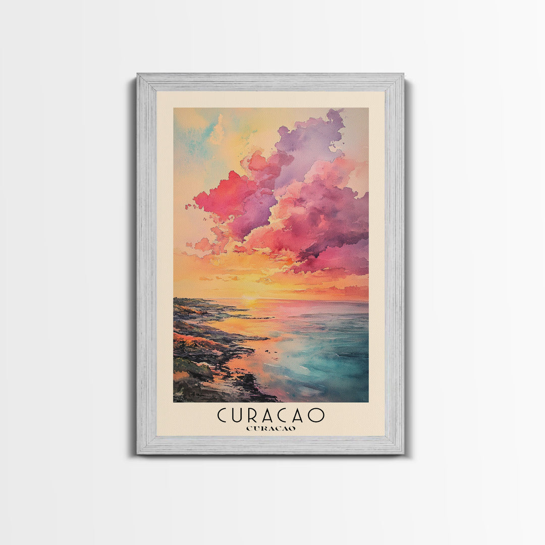 Curacao, Curacao Watercolor Beach Print, Vacation Gift, Curacao Wall Art, Beach Painting, Beach Decor, Beach Painting