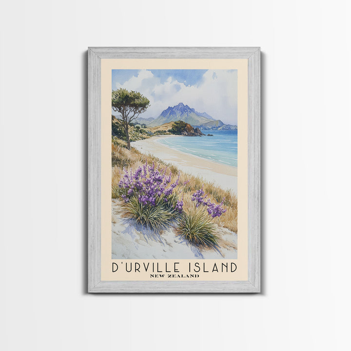 D’Urville Island, New Zealand Watercolor Beach Print, Vacation Gift, New Zealand Wall Art, Framed Canvas Print, Framed Beach Painting