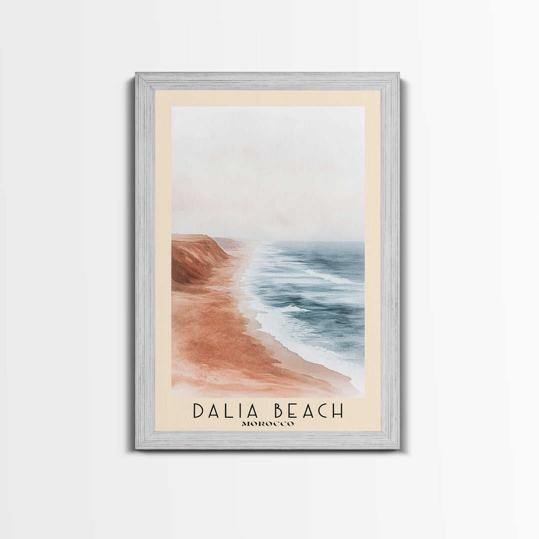 Dalia Beach, Morocco Watercolor Print, Vacation Gift, Morocco Wall Art, Beach Painting, Beach Decor, Large Wall Art, Wood Frame Art