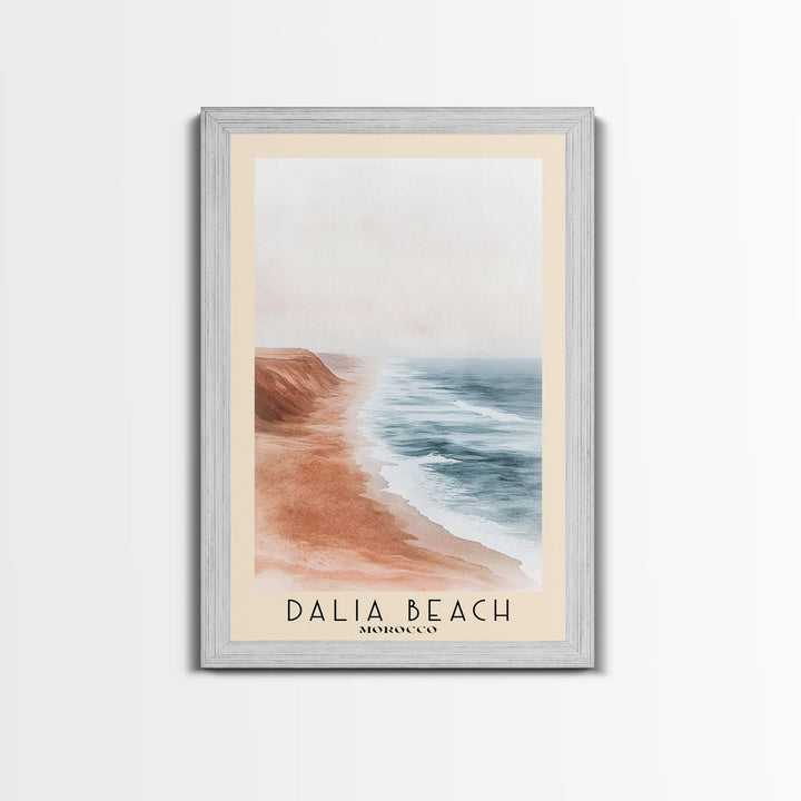 Dalia Beach, Morocco Watercolor Print, Vacation Gift, Morocco Wall Art, Beach Painting, Beach Decor, Large Wall Art, Wood Frame Art