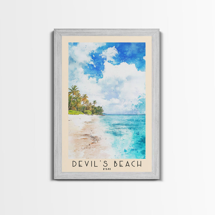 Devil’s Beach, Fiji Watercolor Beach Print, Vacation Gift, Fiji Wall Art, Beach Painting, Beach Decor, Beach Painting