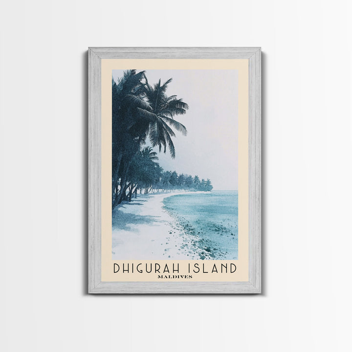 Dhigurah Island, Maldives Watercolor Print, Vacation Gift, Maldives Wall Art, Beach Painting, Beach Decor, Large Wall Art, Wood Frame Art