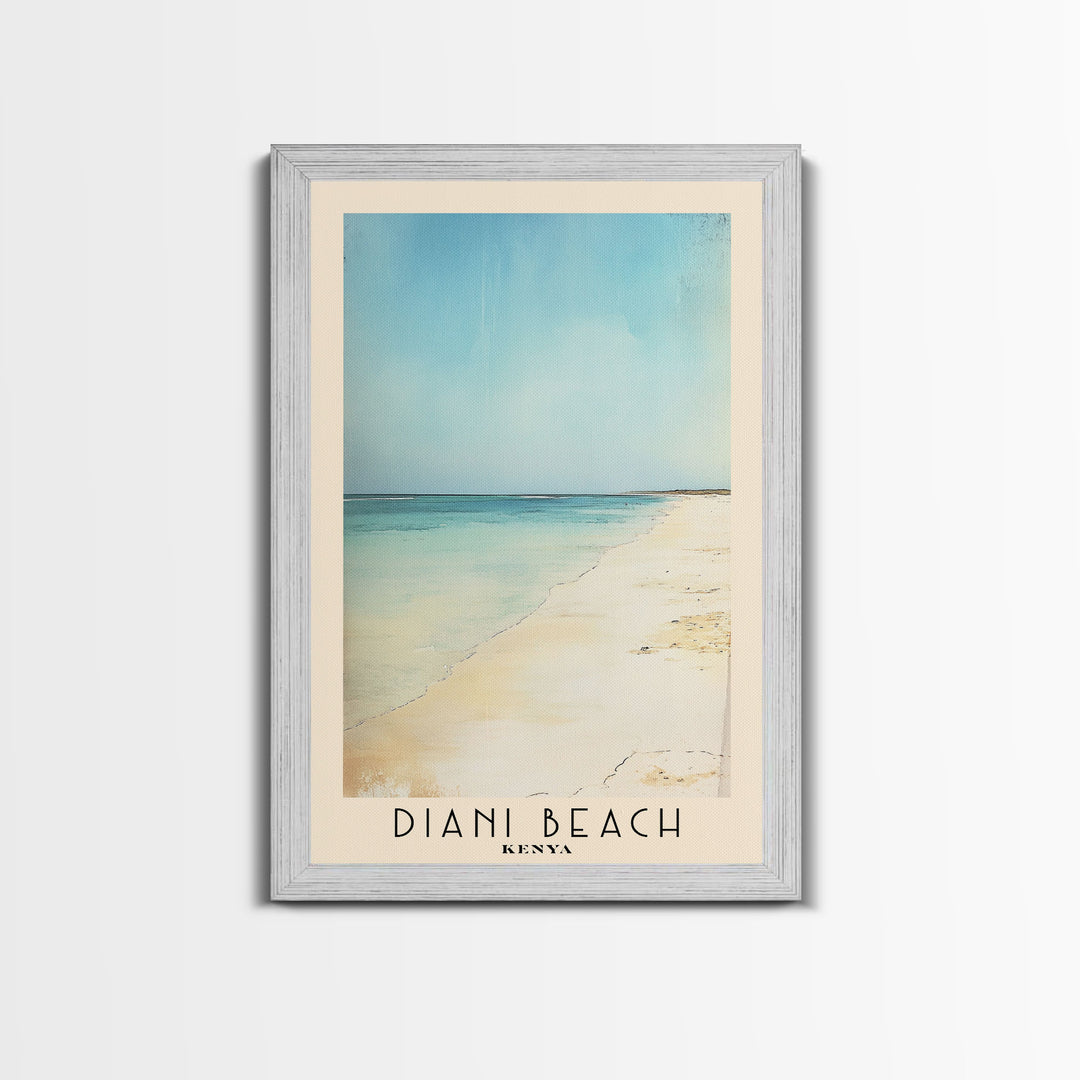 Diani Beach, Kenya Watercolor Beach Print, Vacation Gift, Kenya Wall Art, Framed Canvas Print, Framed Beach Painting