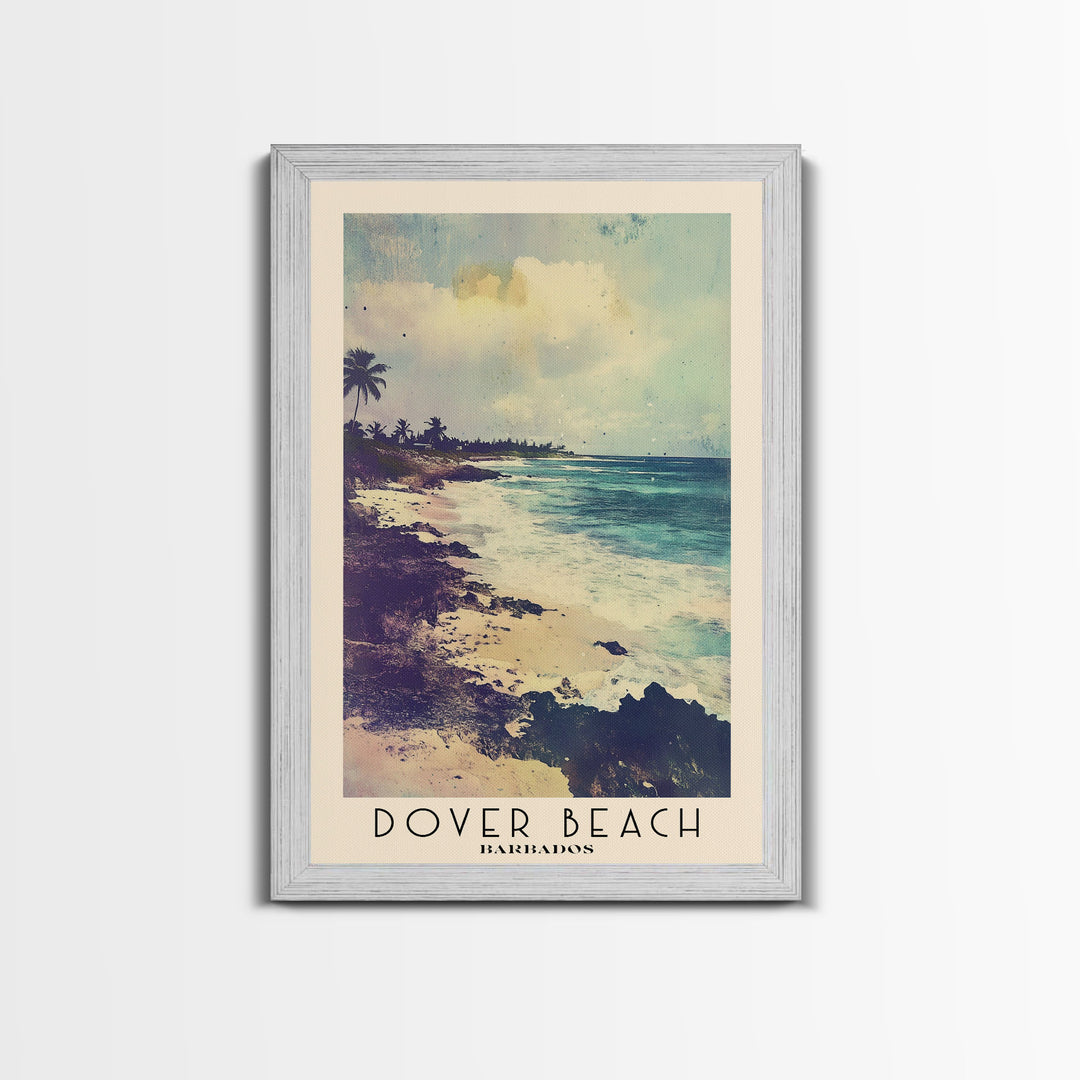 Dover Beach, Barbados Watercolor Beach Print, Vacation Gift, Barbados Wall Art, Framed Canvas Print, Framed Beach Painting