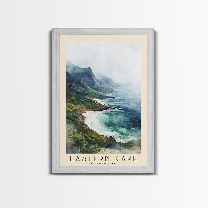 Eastern Cape, Coffee Bay Watercolor Print, Vacation Gift, Coffee Bay Wall Art, Beach Painting, Beach Decor, Large Wall Art, Wood Frame Art