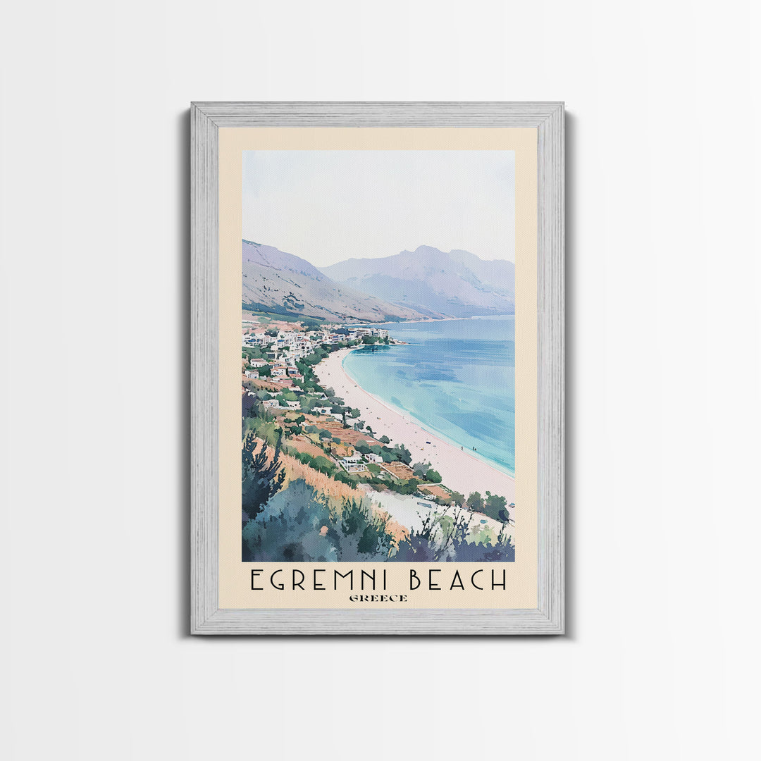 Egremni Beach, Greece Watercolor Print, Vacation Gift, Greece Wall Art, Vacation Wall Art, Vacatation Memories, Beach Decor, Beach Or Lakehouse Art