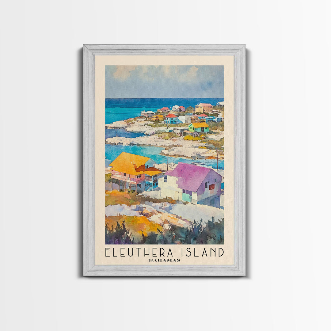 Eleuthera Island, Bahamas Watercolor Print, Vacation Gift, Bahamas Wall Art, Beach Painting, Beach Decor, Large Wall Art, Wood Frame Art