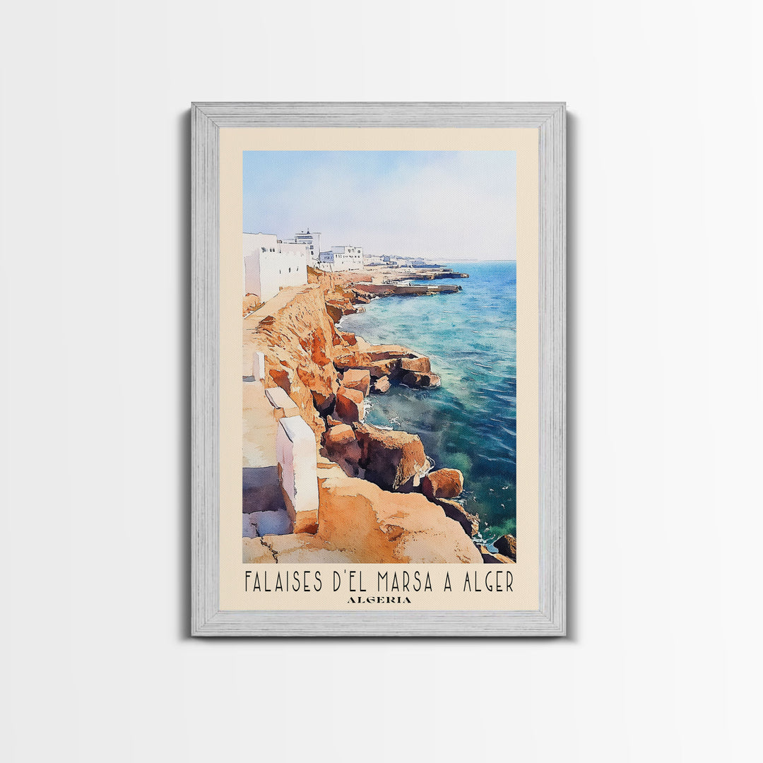 Falaises d’El Marsa a Alger, Algeria Watercolor Print, Vacation Gift, Algeria Wall Art, Beach Painting, Beach Decor, Beach Or Lakehouse Art