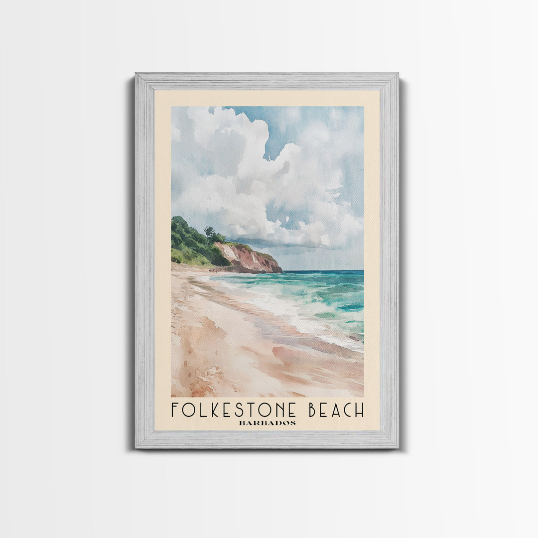 Folkestone Beach, Barbados Watercolor Beach Print, Vacation Gift, Barbados Wall Art, Beach Painting, Beach Decor, Beach Painting