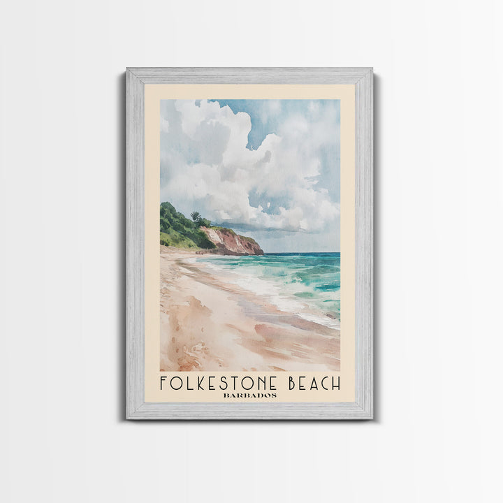 Folkestone Beach, Barbados Watercolor Beach Print, Vacation Gift, Barbados Wall Art, Beach Painting, Beach Decor, Beach Painting