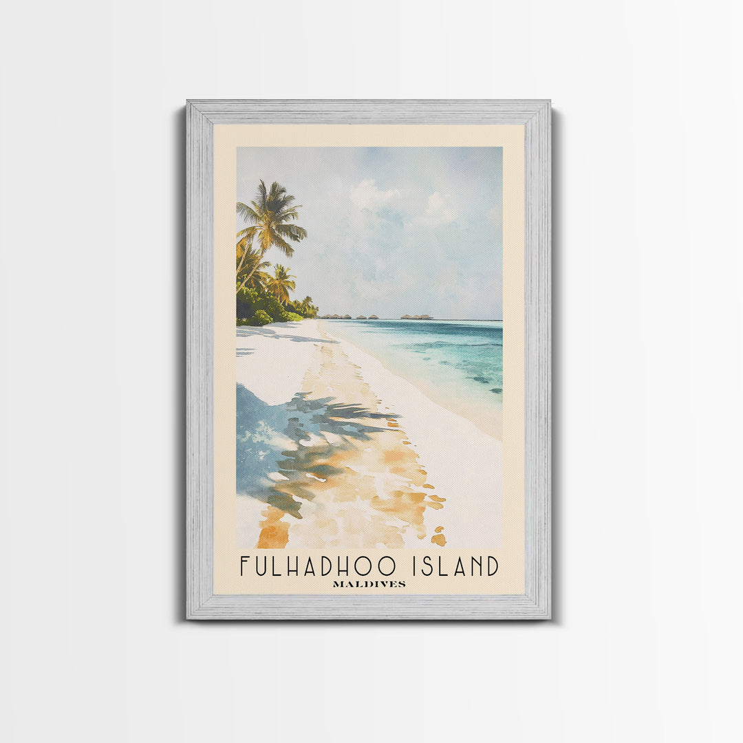 Fulhadhoo Island, Maldives Watercolor Beach Print, Vacation Gift, Maldives Wall Art, Beach Painting, Beach Decor, Beach Painting