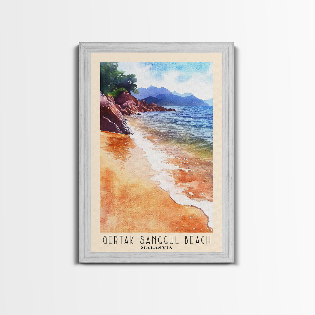 Gertak Sanggul Beach, Malasyia Watercolor Print, Vacation Gift, Malasyia Wall Art, Beach Painting, Beach Decor, Beach Or Lakehouse Art