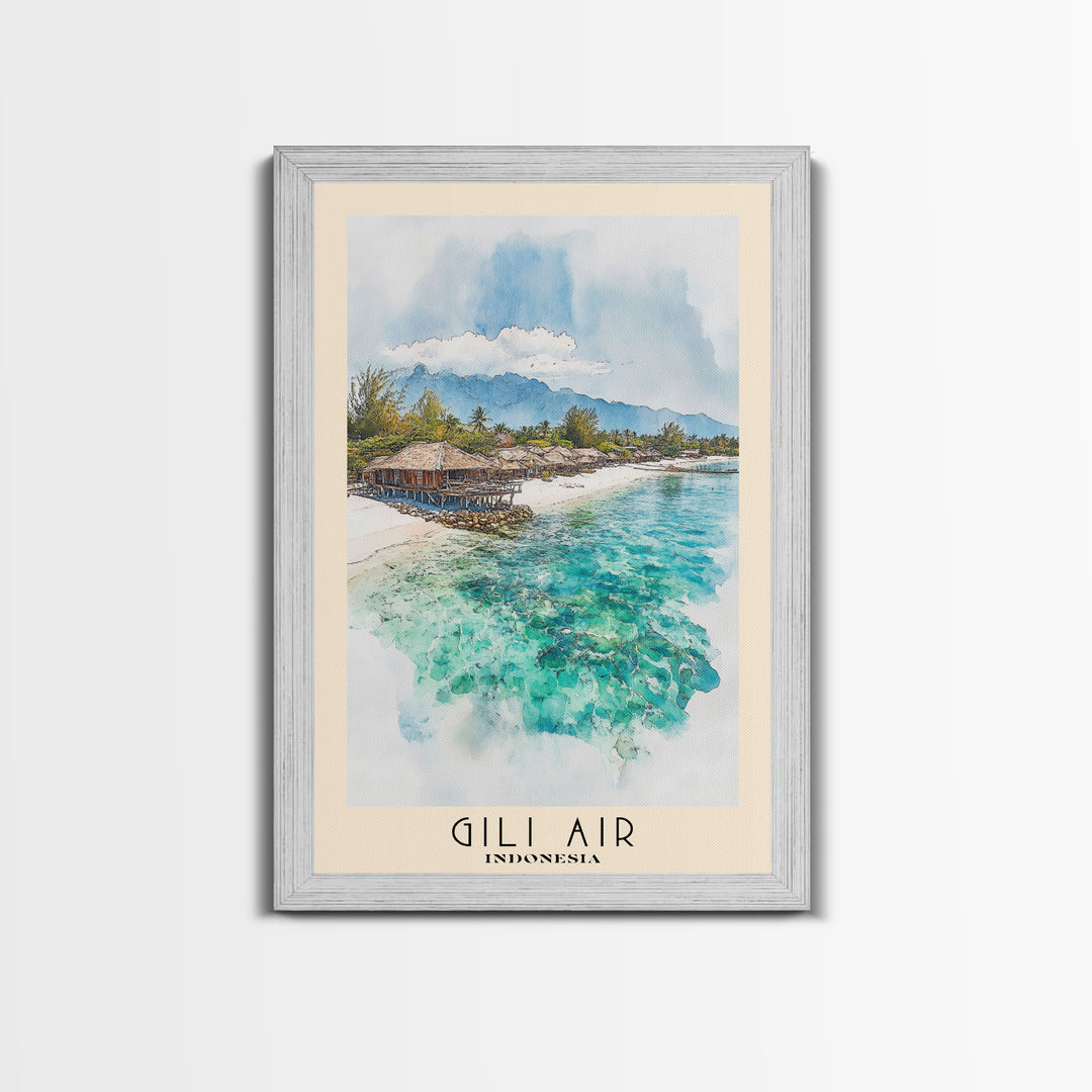 Gili Air, Indonesia Watercolor Print, Vacation Gift, Indonesia Wall Art, Vacation Wall Art, Vacatation Memories, Beach Decor, Beach Or Lakehouse Art