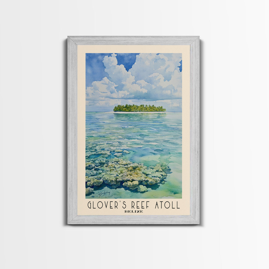 Glover’s Reef Atoll, Belize Watercolor Beach Print, Vacation Gift, Belize Wall Art, Beach Painting, Beach Decor, Beach Painting