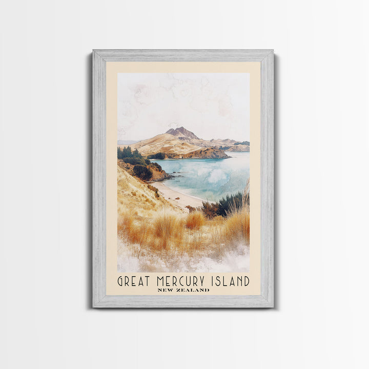 Great Mercury Island, New Zealand Watercolor Print, Vacation Gift, New Zealand Wall Art, Vacation Wall Art, Vacatation Memories, Beach Decor, Beach Or Lakehouse Art