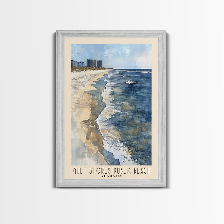 Gulf Shores Public Beach, Alabama Watercolor Print, Vacation Gift, Alabama Wall Art, Beach Painting, Beach Decor, Large Wall Art, Wood Frame Art