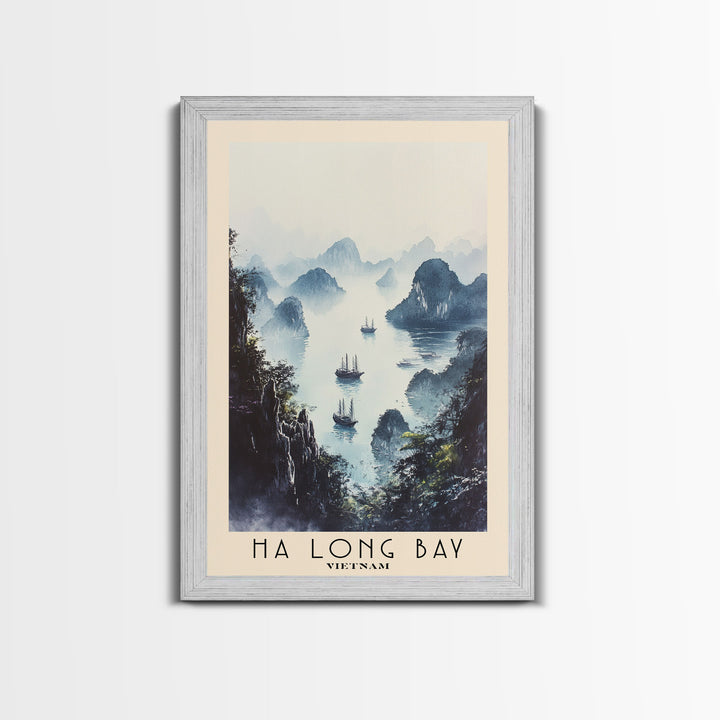 Ha Long Bay, Vietnam Watercolor Beach Print, Vacation Gift, Vietnam Wall Art, Framed Canvas Print, Framed Beach Painting