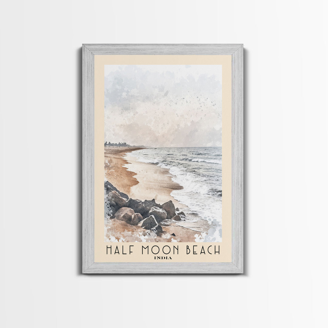 Half Moon Beach, India Watercolor Print, Vacation Gift, India Wall Art, Beach Painting, Beach Decor, Beach Or Lakehouse Art