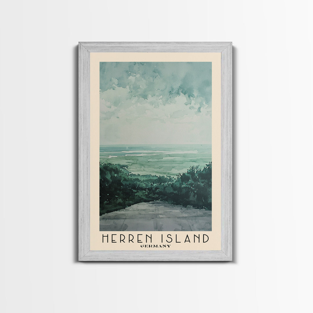 Herren Island, Germany Watercolor Print, Vacation Gift, Germany Wall Art, Beach Painting, Beach Decor, Large Wall Art, Wood Frame Art