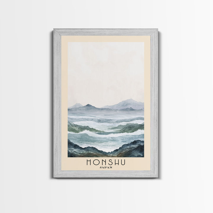 Honshu, Japan Watercolor Print, Vacation Gift, Japan Wall Art, Beach Painting, Beach Decor, Large Wall Art, Wood Frame Art