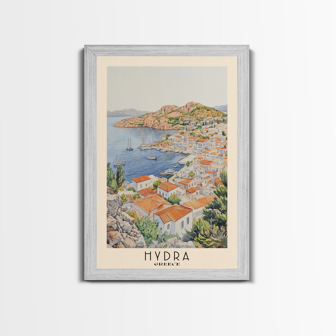 Hydra, Greece Watercolor Print, Vacation Gift, Greece Wall Art, Vacation Wall Art, Vacatation Memories, Beach Decor, Beach Or Lakehouse Art