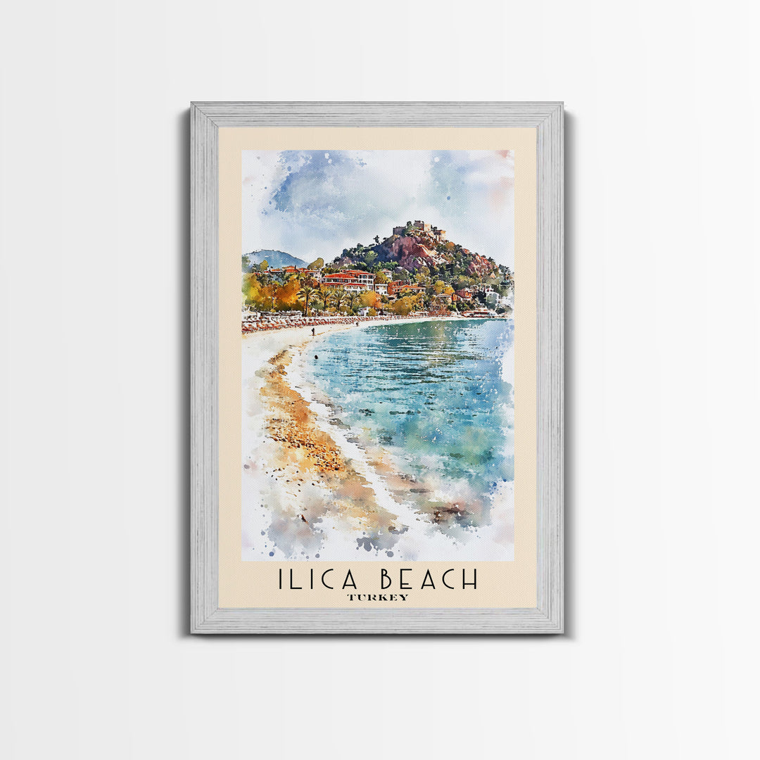 Ilıca Beach, Turkey Watercolor Beach Print, Vacation Gift, Turkey Wall Art, Beach Painting, Beach Decor, Beach Painting