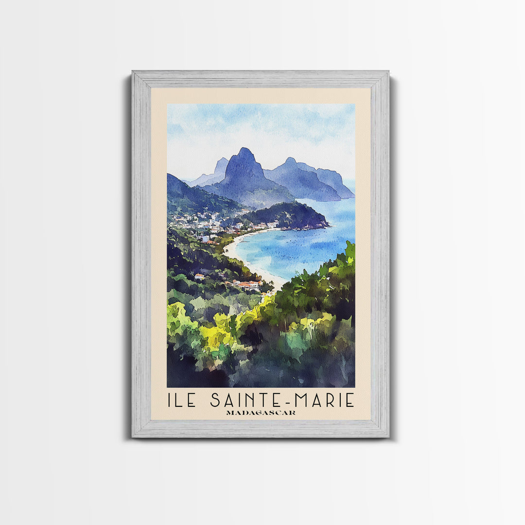 Ile Sainte-Marie, Madagascar Watercolor Print, Vacation Gift, Madagascar Wall Art, Beach Painting, Beach Decor, Large Wall Art, Wood Frame Art