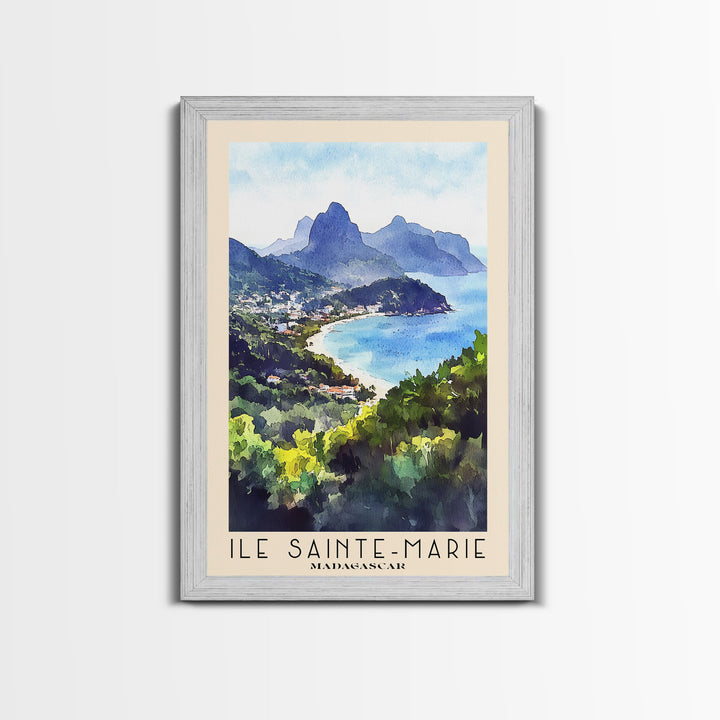 Ile Sainte-Marie, Madagascar Watercolor Print, Vacation Gift, Madagascar Wall Art, Beach Painting, Beach Decor, Large Wall Art, Wood Frame Art