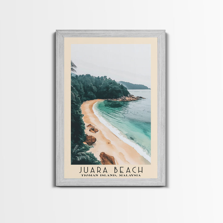 Juara Beach, Tioman Island, Malaysia Watercolor Print, Vacation Gift, Tioman Island, Malaysia Wall Art, Beach Painting, Beach Decor, Large Wall Art, Wood Frame Art