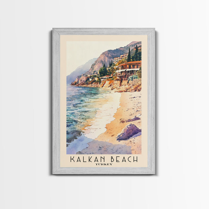 Kalkan Beach, Turkey Watercolor Print, Vacation Gift, Turkey Wall Art, Beach Painting, Beach Decor, Beach Or Lakehouse Art