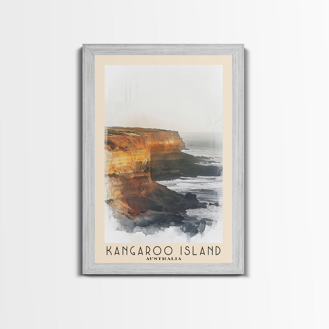 Kangaroo Island, Australia Watercolor Beach Print, Vacation Gift, Australia Wall Art, Framed Canvas Print, Framed Beach Painting