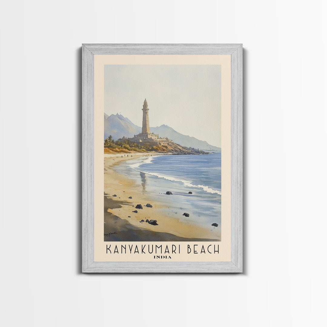 Kanyakumari Beach, India Watercolor Print, Vacation Gift, India Wall Art, Vacation Wall Art, Vacatation Memories, Beach Decor, Beach Or Lakehouse Art