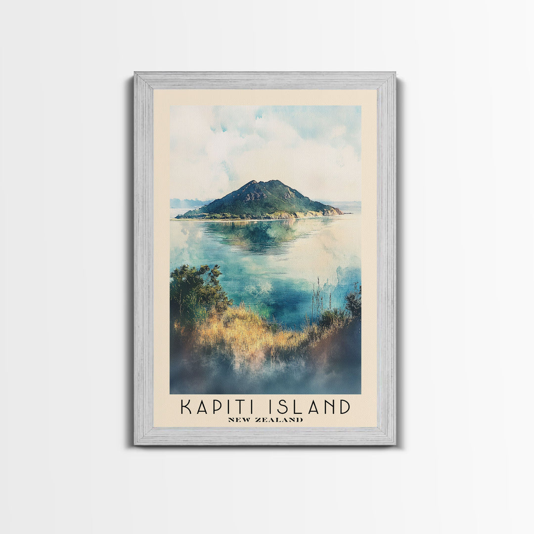 Kapiti Island, New Zealand Watercolor Print, Vacation Gift, New Zealand Wall Art, Beach Painting, Beach Decor, Beach Or Lakehouse Art