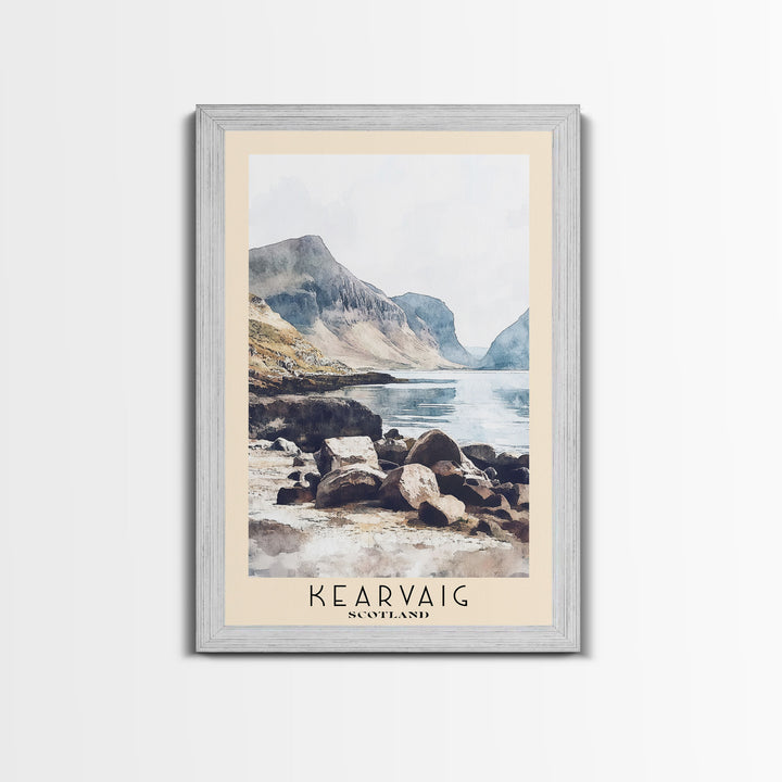 Kearvaig, Scotland Watercolor Print, Vacation Gift, Scotland Wall Art, Beach Painting, Beach Decor, Large Wall Art, Wood Frame Art