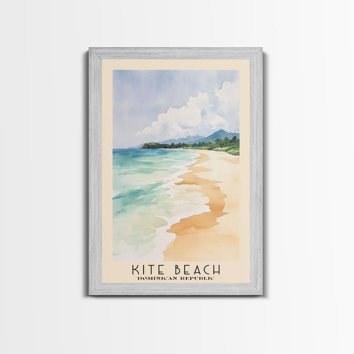 Kite Beach, Dominican Republic Watercolor Beach Print, Vacation Gift, Dominican Republic Wall Art, Framed Canvas Print, Framed Beach Painting