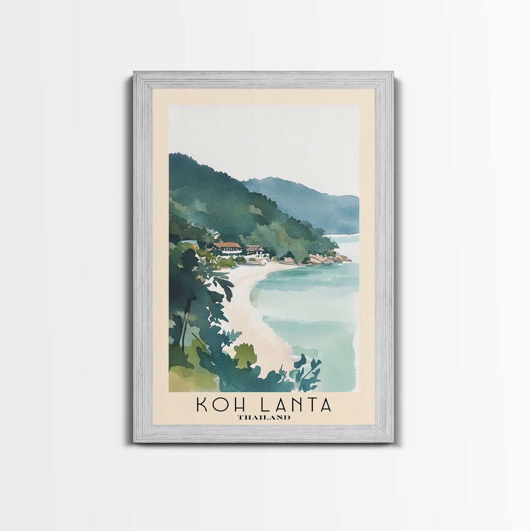 Koh Lanta, Thailand Watercolor Print, Vacation Gift, Thailand Wall Art, Beach Painting, Beach Decor, Large Wall Art, Wood Frame Art