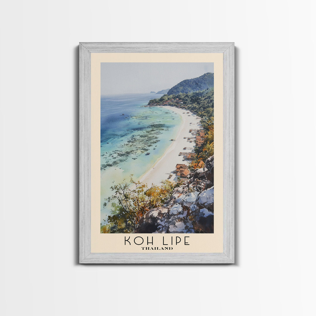 Koh Lipe, Thailand Watercolor Beach Print, Vacation Gift, Thailand Wall Art, Framed Canvas Print, Framed Beach Painting