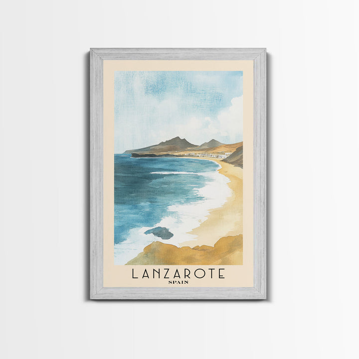 Lanzarote, Spain Watercolor Print, Vacation Gift, Spain Wall Art, Vacation Wall Art, Vacatation Memories, Beach Decor, Beach Or Lakehouse Art